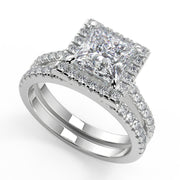 Susan Classic Pave Halo Princess Cut Diamond Engagement Ring - Nivetta